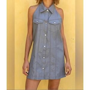 POL Womens Large Faux Leather Halter Mini Dress Party Cocktail Chic City NYE